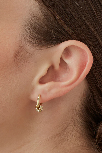 Gold Triple Disc Cz Hoop Earrings