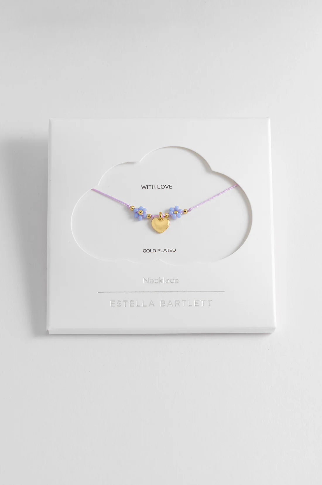 Heart And Blue Flower Miyuki Necklace - Gold Plated