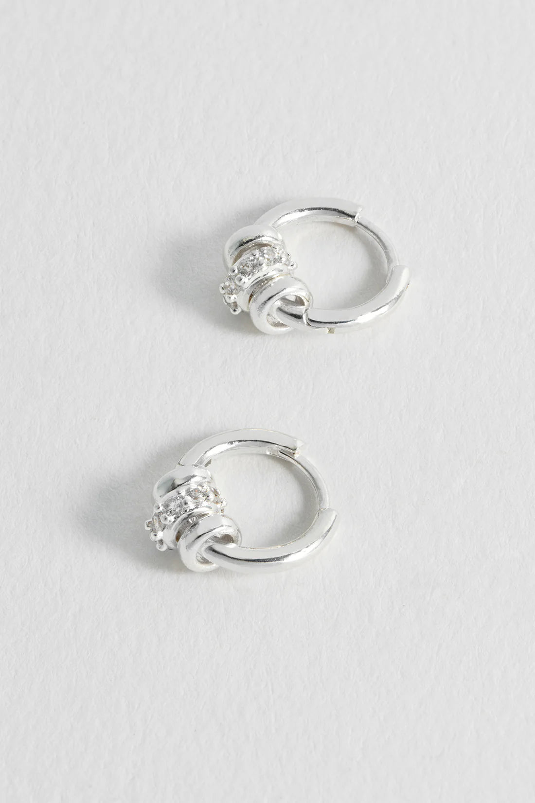 Silver Triple Disc Cz Hoop Earrings