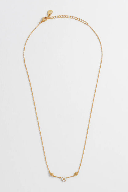 Triple Flower White Enamel Necklace