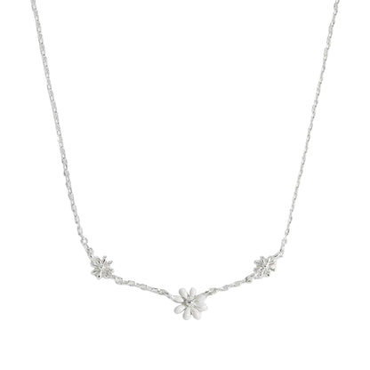 Triple Flower White Enamel Necklace
