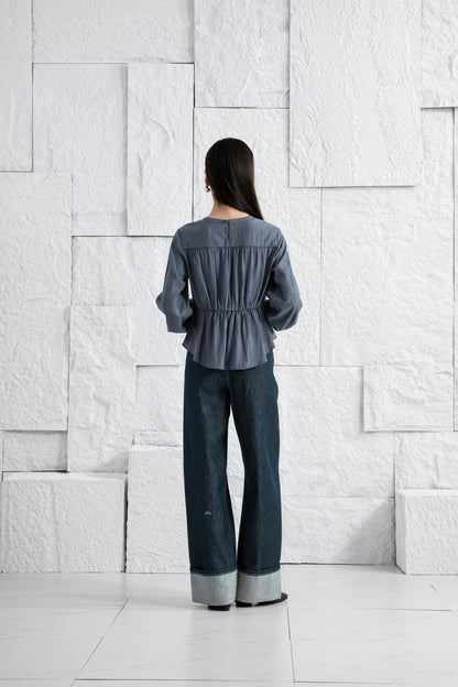 Crinkle Gathered Blouse