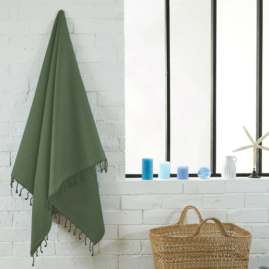 Plain Terry Fouta 100 x 200 cm Bath towel Olive