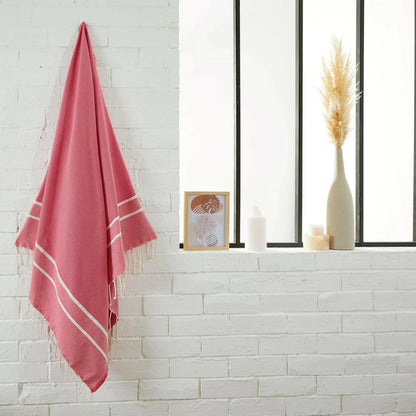 Herringbone Fouta 100 x 200 cm Beach Towel Fushcia