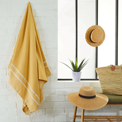 Herringbone Fouta 100 x 200 cm Beach Towel Mustard Yellow