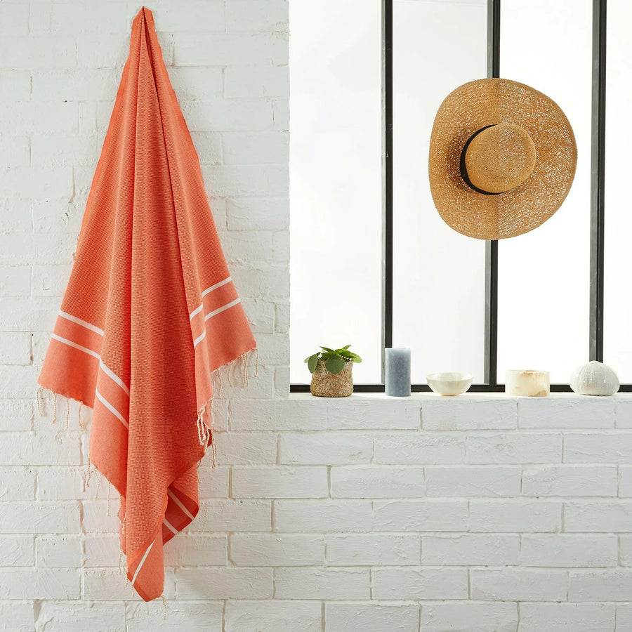 Herringbone Fouta 100 x 200 cm Beach Towel Orange