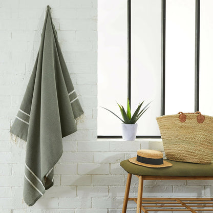 Herringbone Fouta 100 x 200 cm Beach Towel Olive