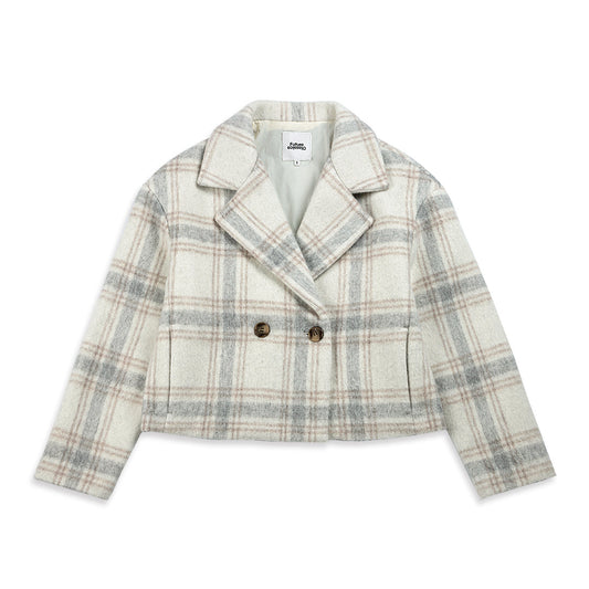 Cropped Check Coat