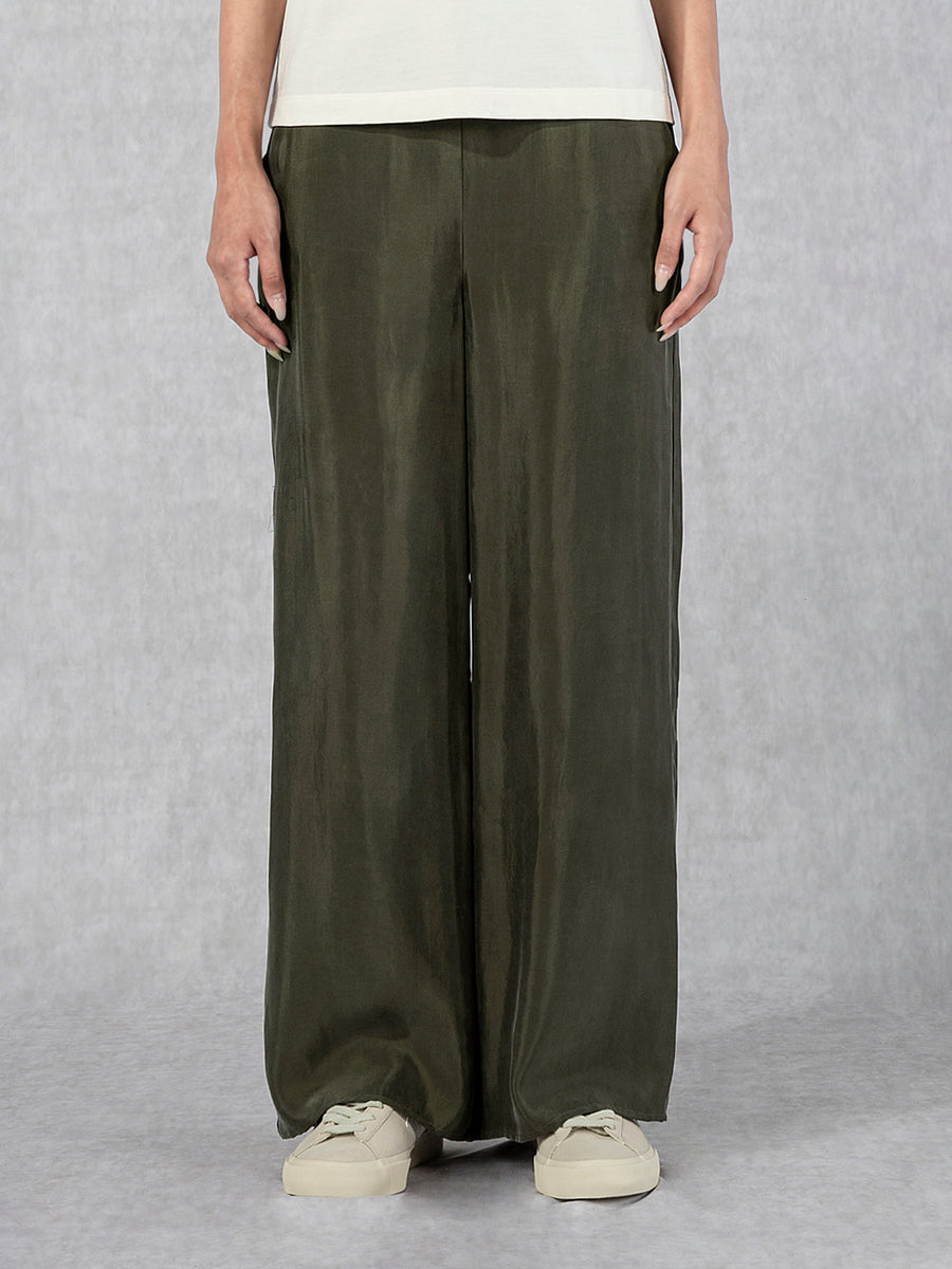 Cropped Straight-Leg Pants Olive