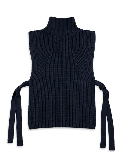 Roll neck Knit Vest Navy