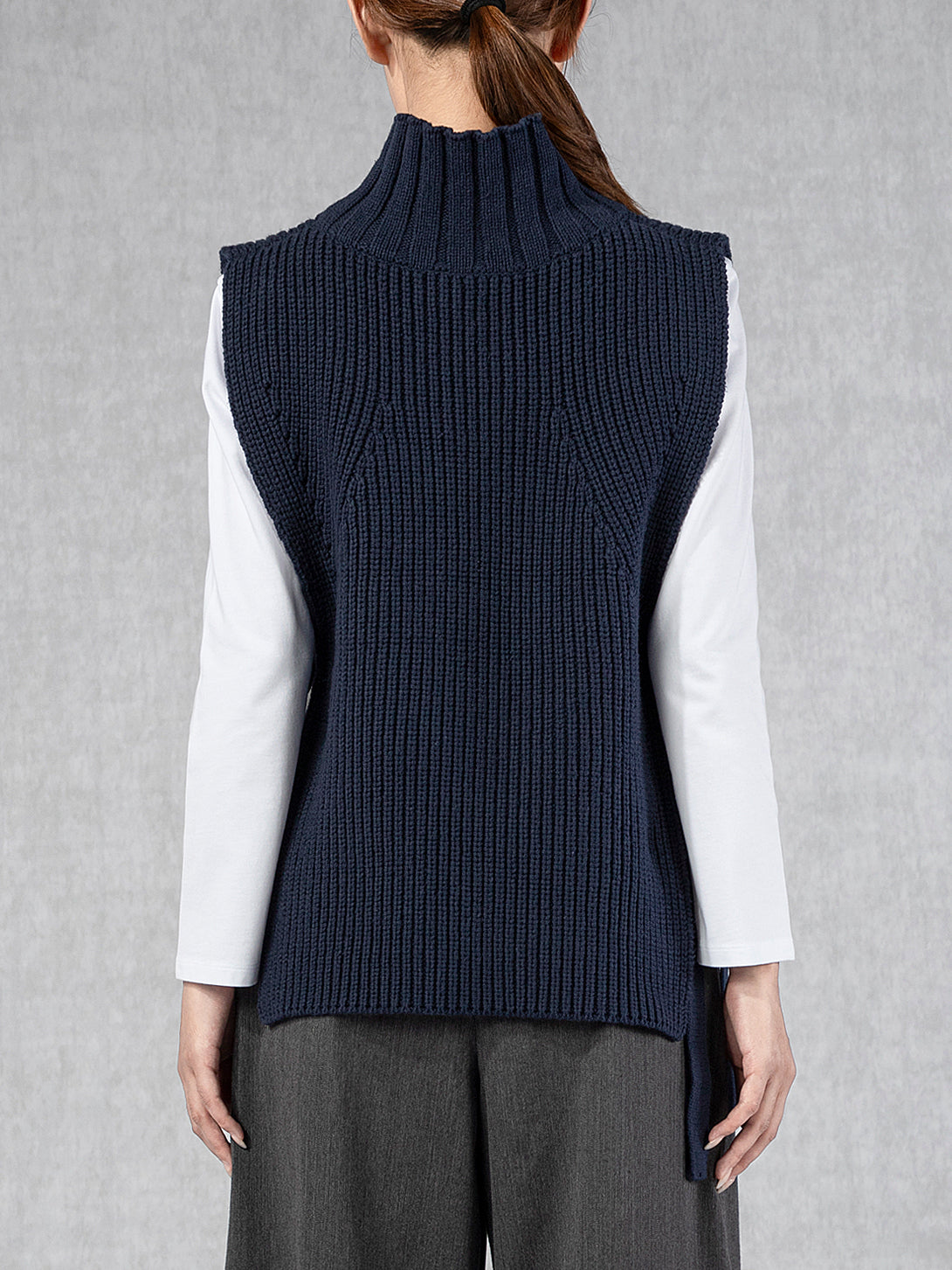 Roll neck Knit Vest Navy