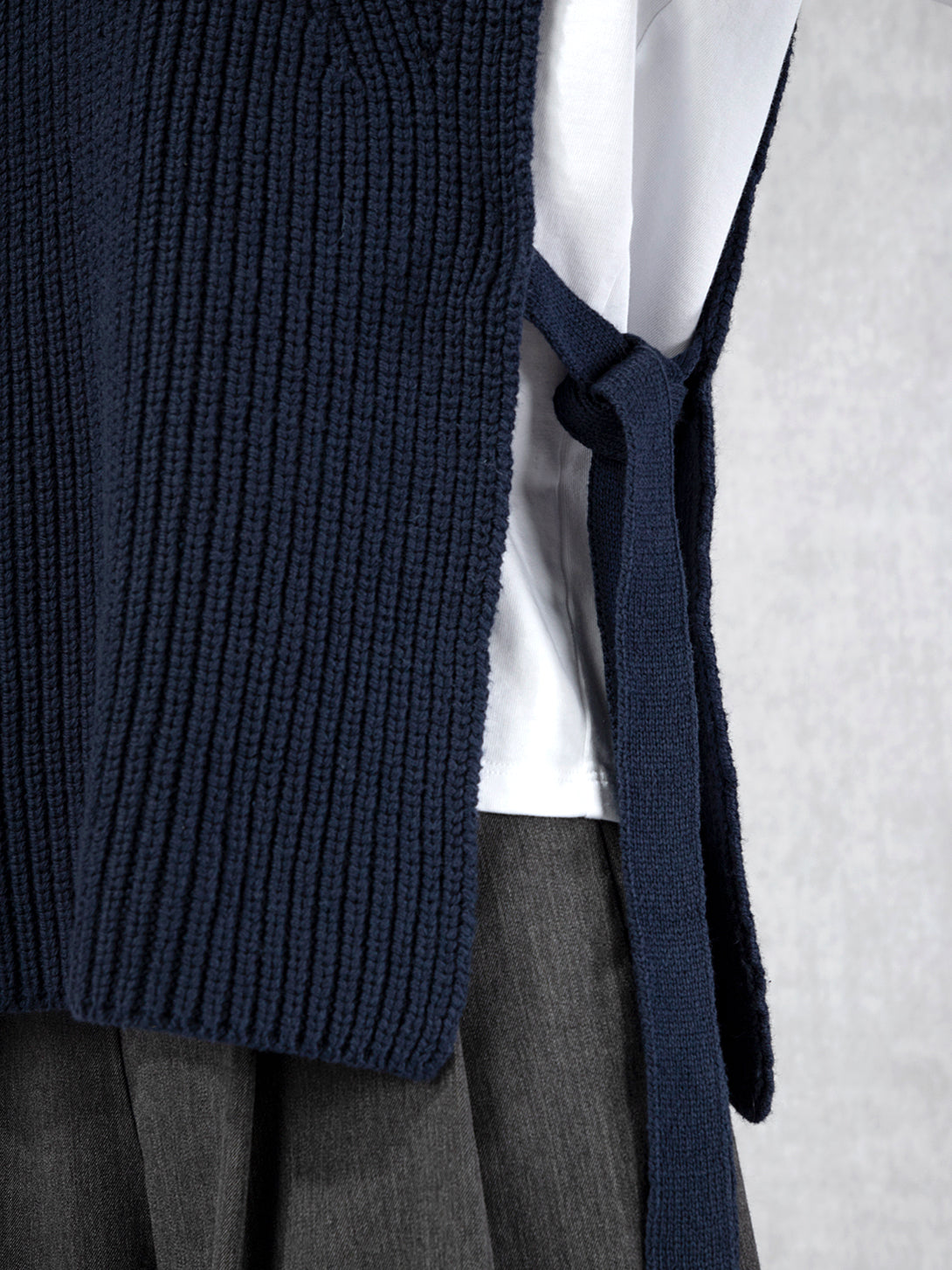 Roll neck Knit Vest Navy