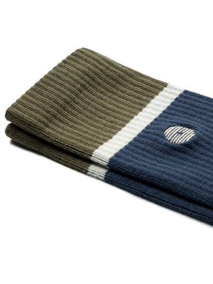 Stripe Socks Navy/Olive Green Stripe