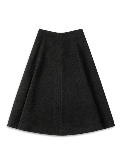 Textured Wool Flare Skirt
