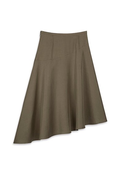 Asymmetric Hem Flare Skirt