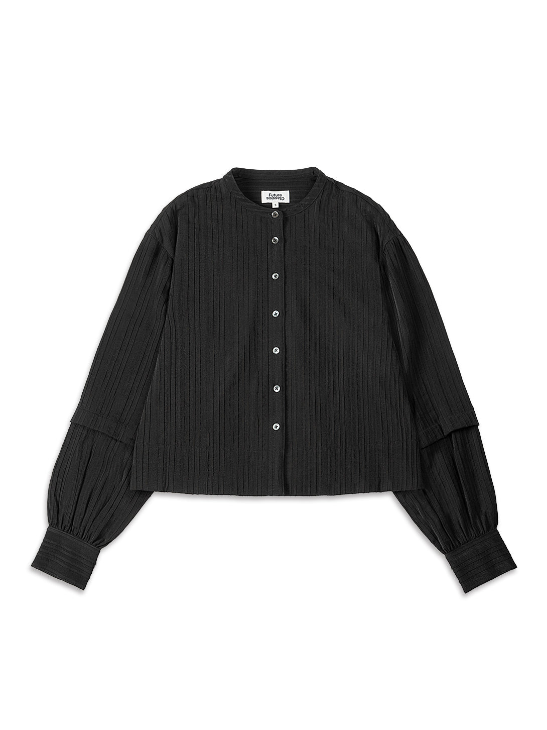 Dobby Stripe Button-Up Blouse