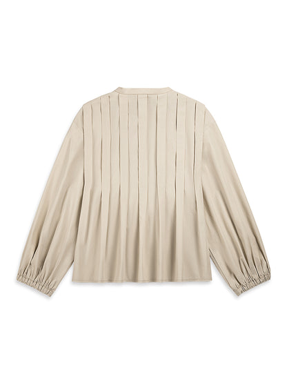 Pleated Balloon Sleeve Blouse