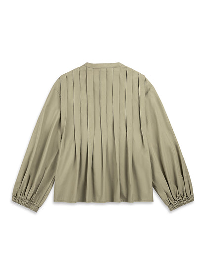 Pleated Balloon Sleeve Blouse