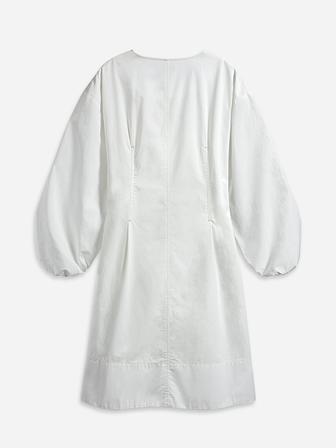 Balloon-Sleeve Overlap Dress