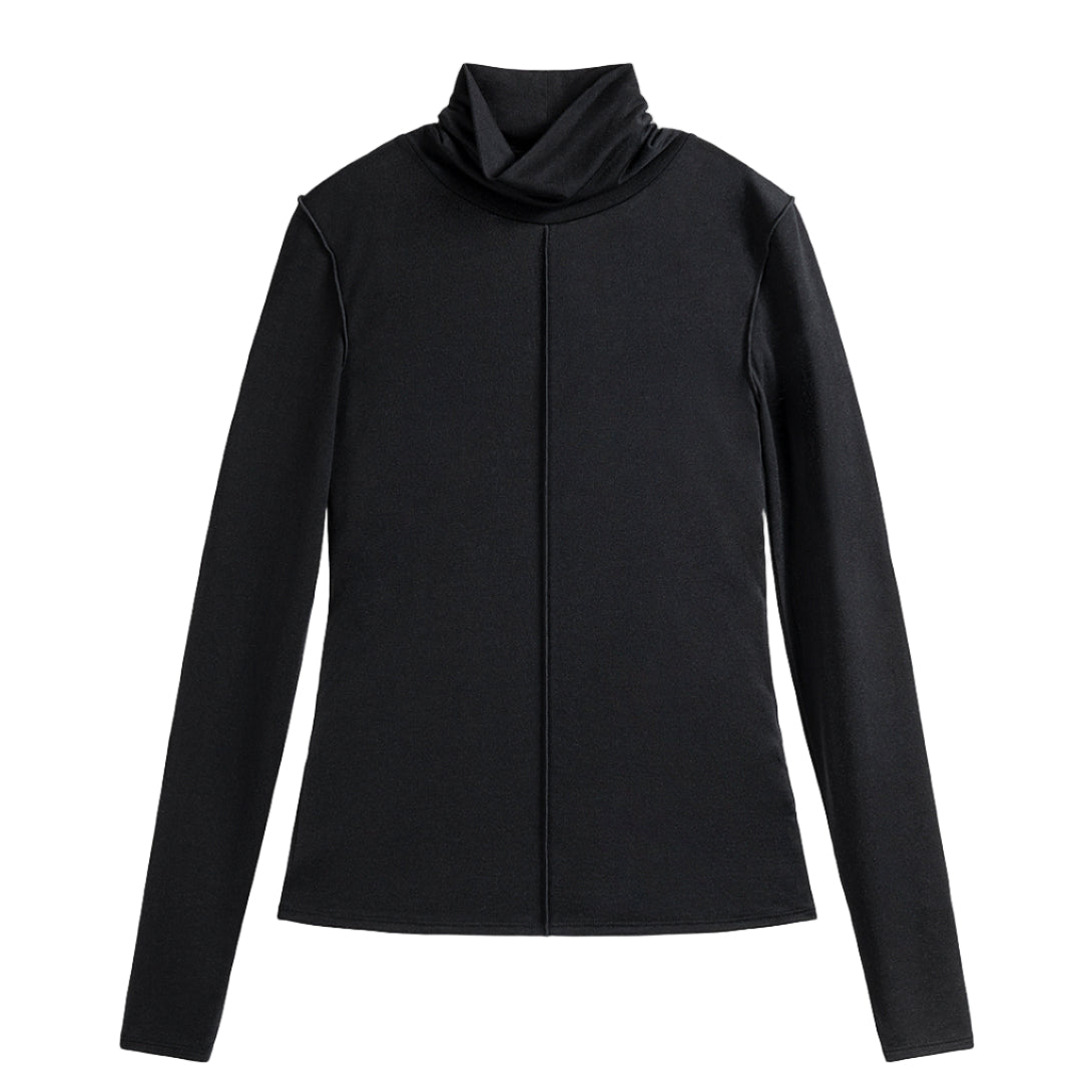 Exposed Seam Turtleneck Top