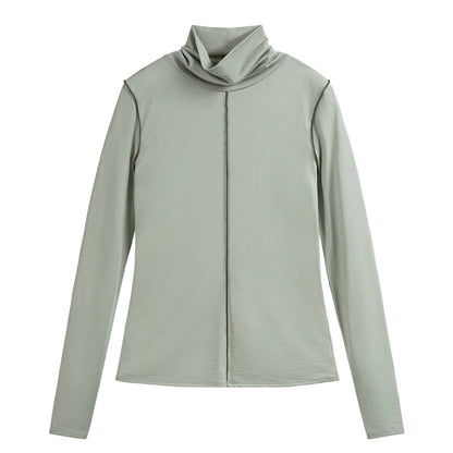 Exposed Seam Turtleneck Top