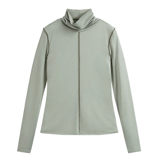 Exposed Seam Turtleneck Top
