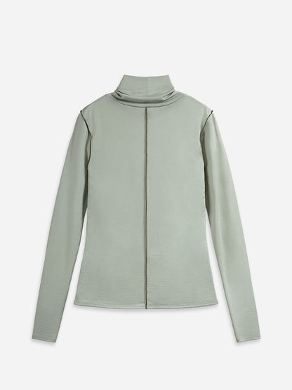 Exposed Seam Turtleneck Top