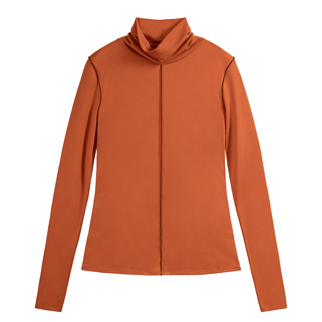 Exposed Seam Turtleneck Top