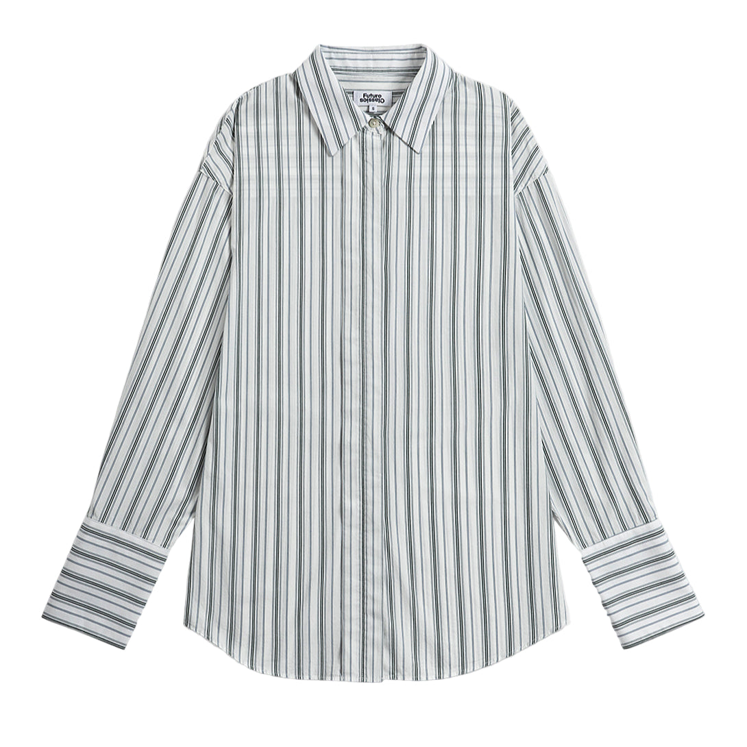 Striped Back Slit Shirt