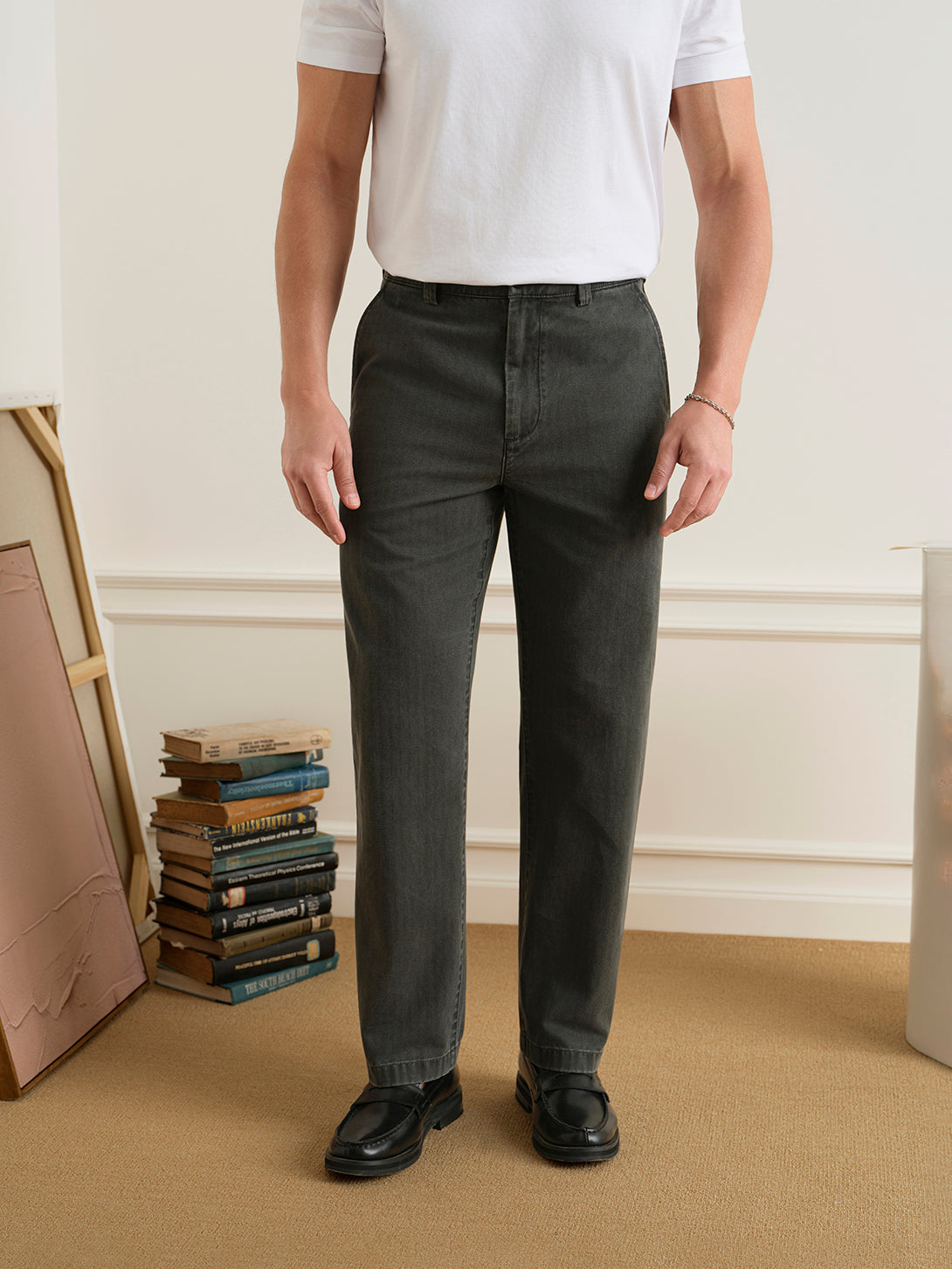 Wythe Washed Herringbone Trousers