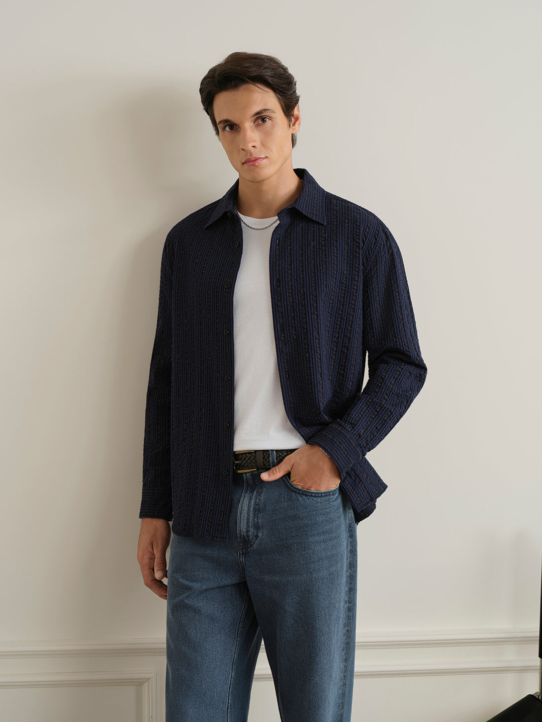 Varick Seersucker Stripe Overshirt