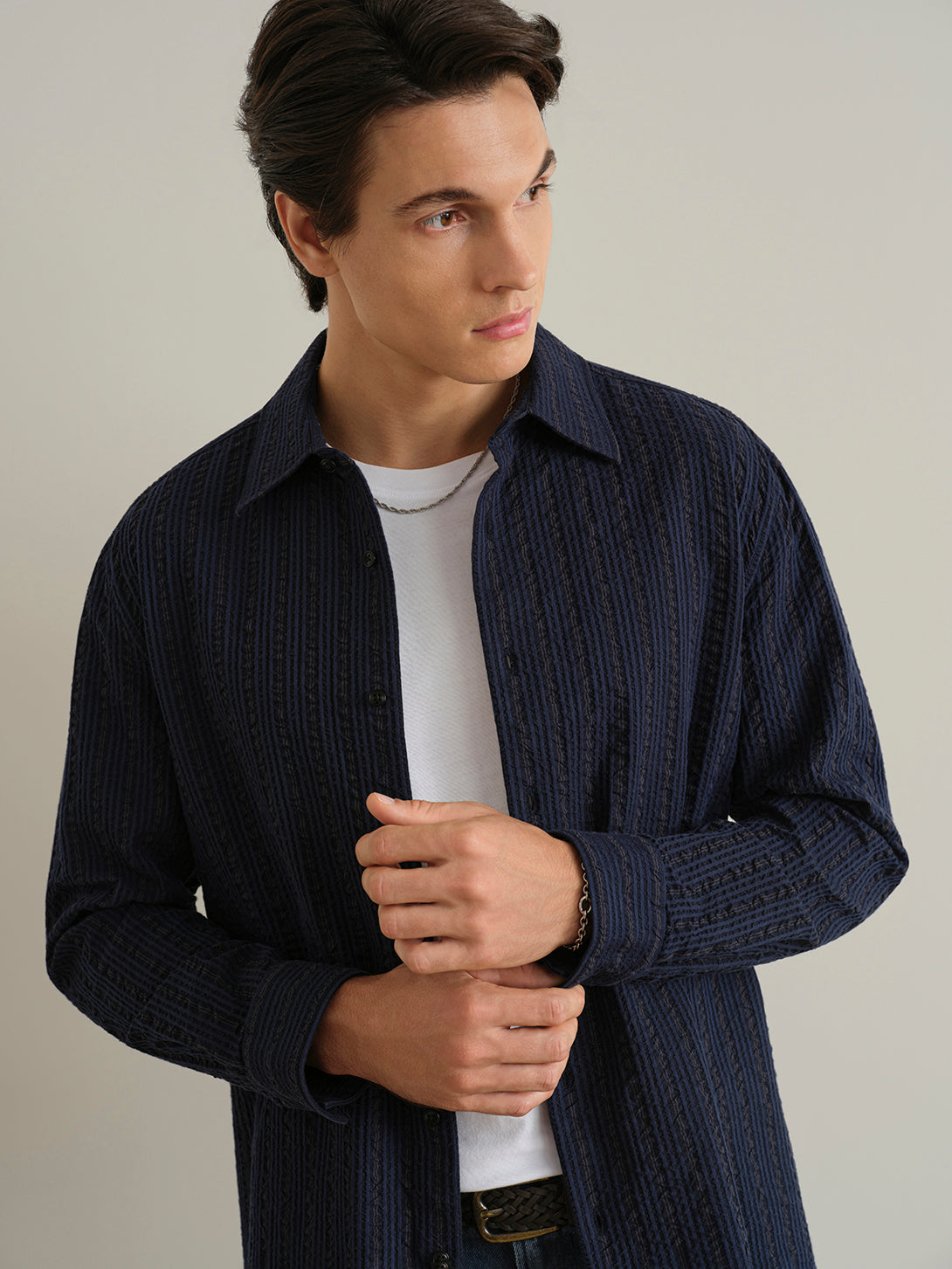 Varick Seersucker Stripe Overshirt