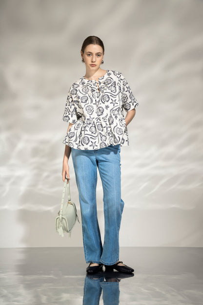 Seashell Gathered Blouse