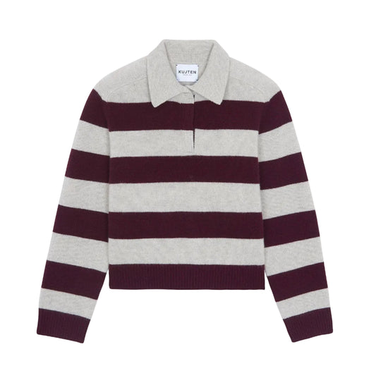 Royce Stripe Polo Neck Sweater