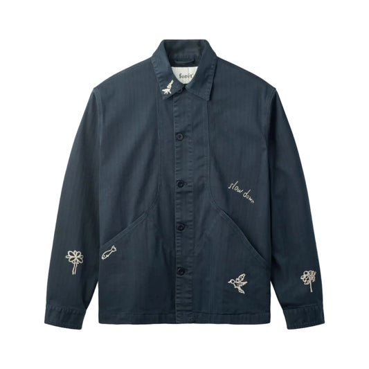 Berry Herringbone Embroidery Overshirt