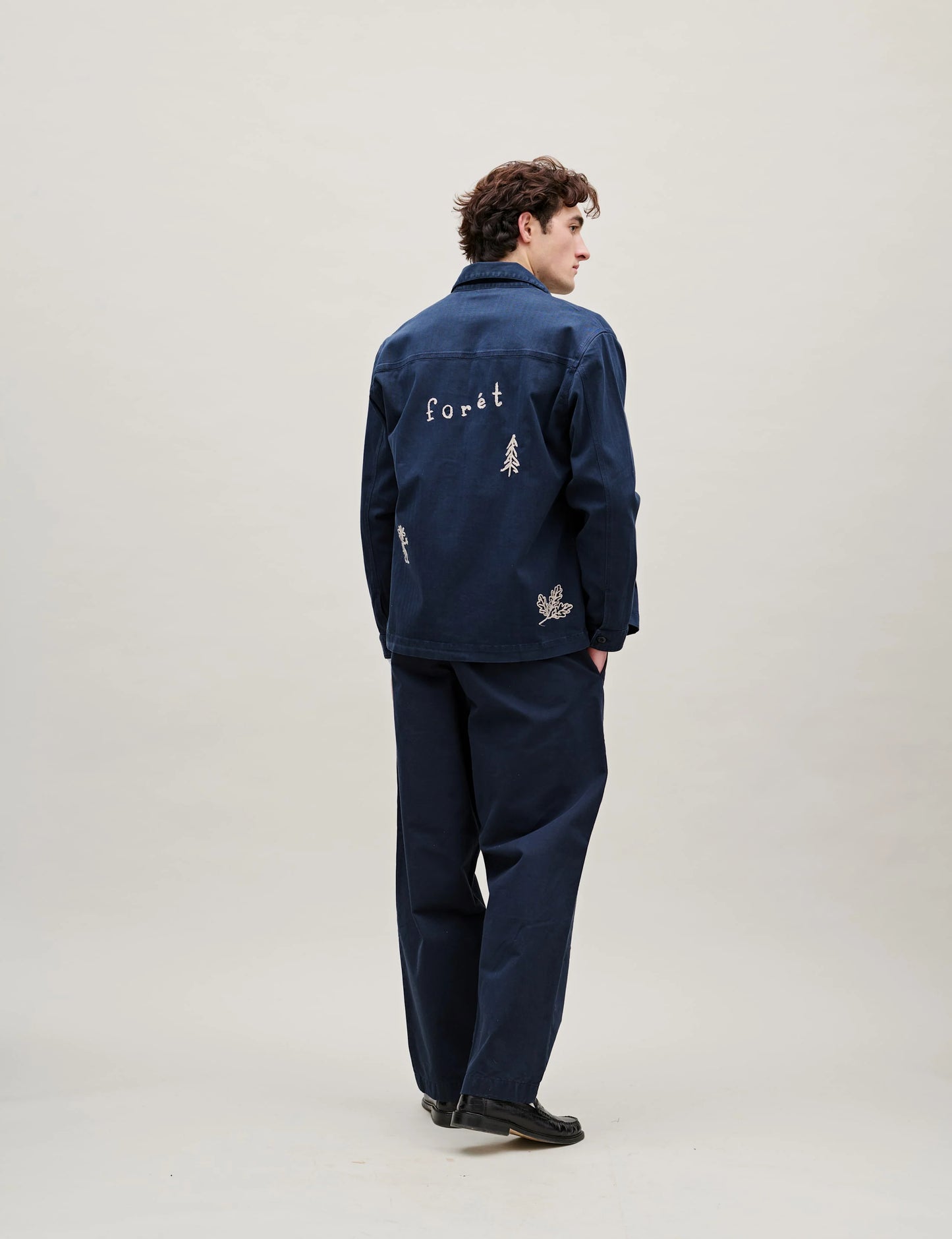 Berry Herringbone Embroidery Overshirt
