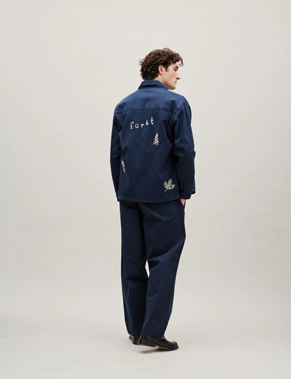 Berry Herringbone Embroidery Overshirt