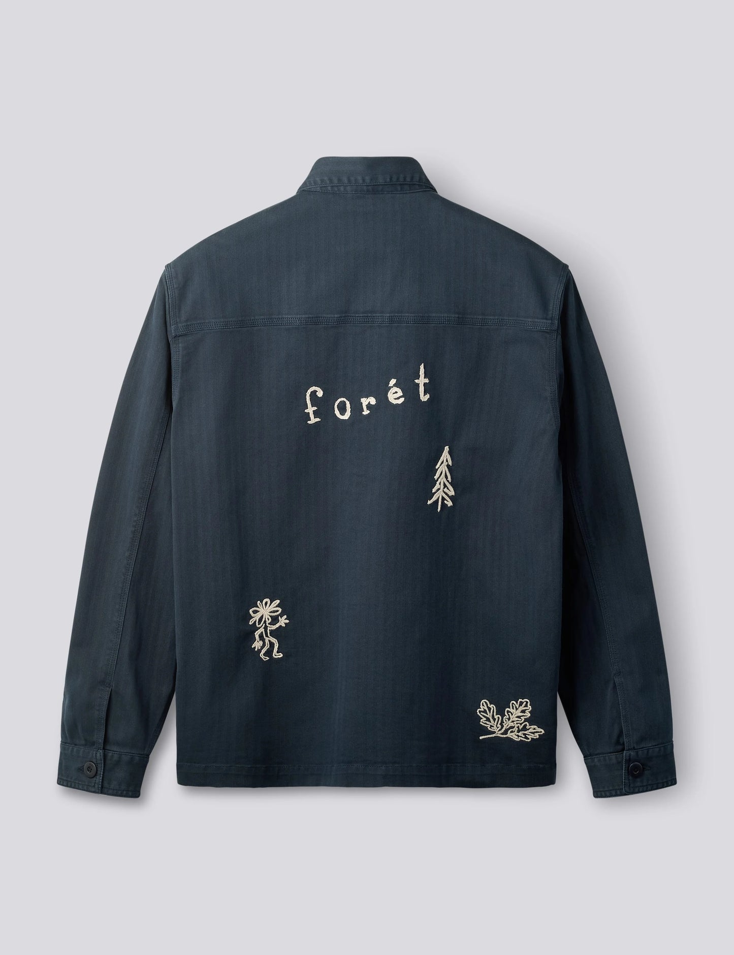Berry Herringbone Embroidery Overshirt