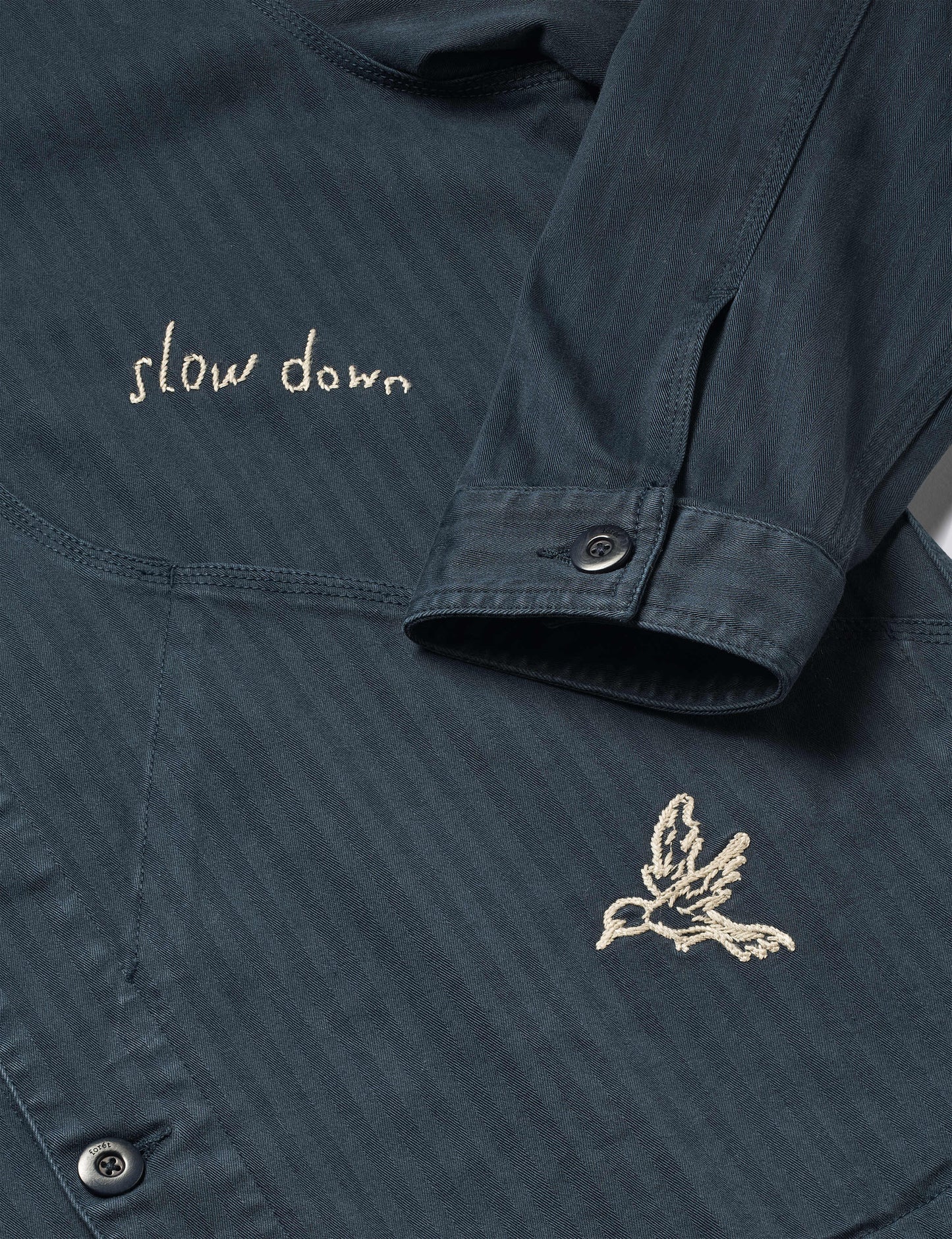 Berry Herringbone Embroidery Overshirt