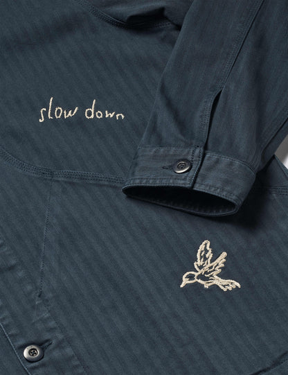 Berry Herringbone Embroidery Overshirt