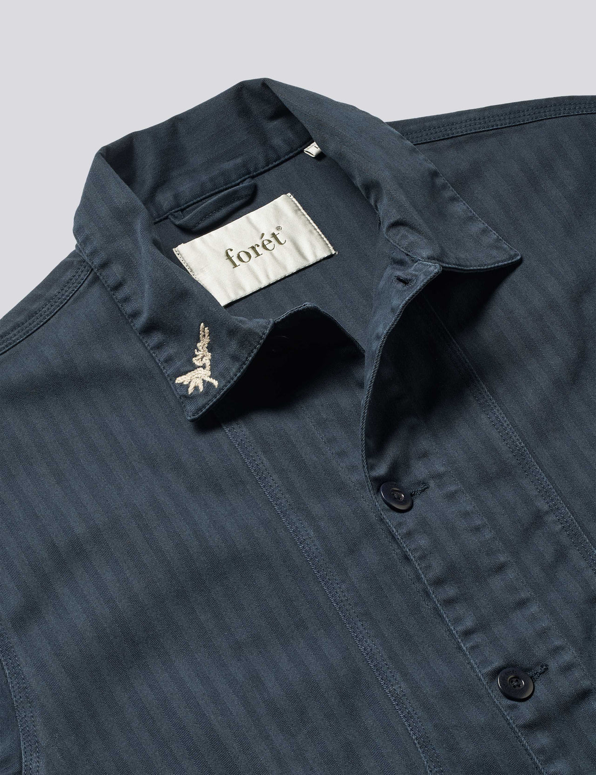 Berry Herringbone Embroidery Overshirt