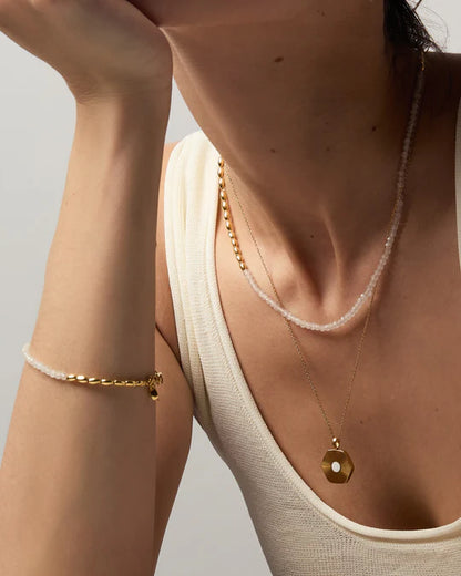 Gold Barley White Crystal Bracelet