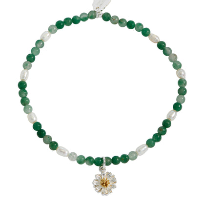Green And Pearl Wildflower Bracelet