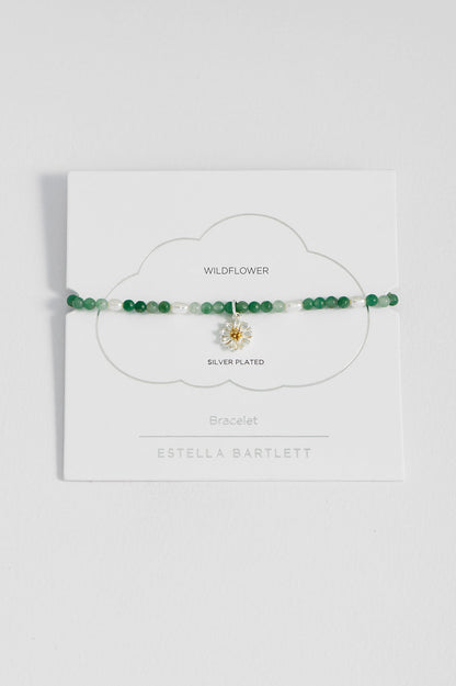 Green And Pearl Wildflower Bracelet