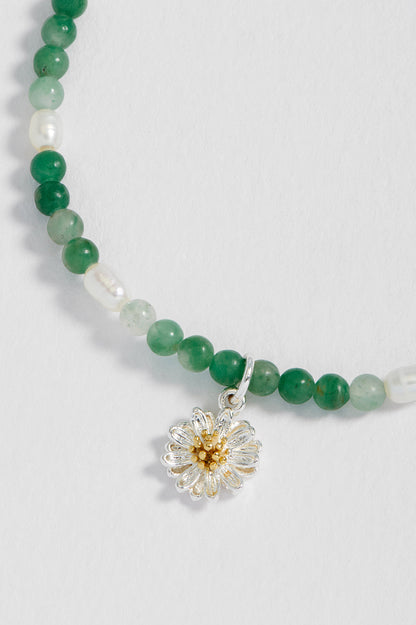 Green And Pearl Wildflower Bracelet