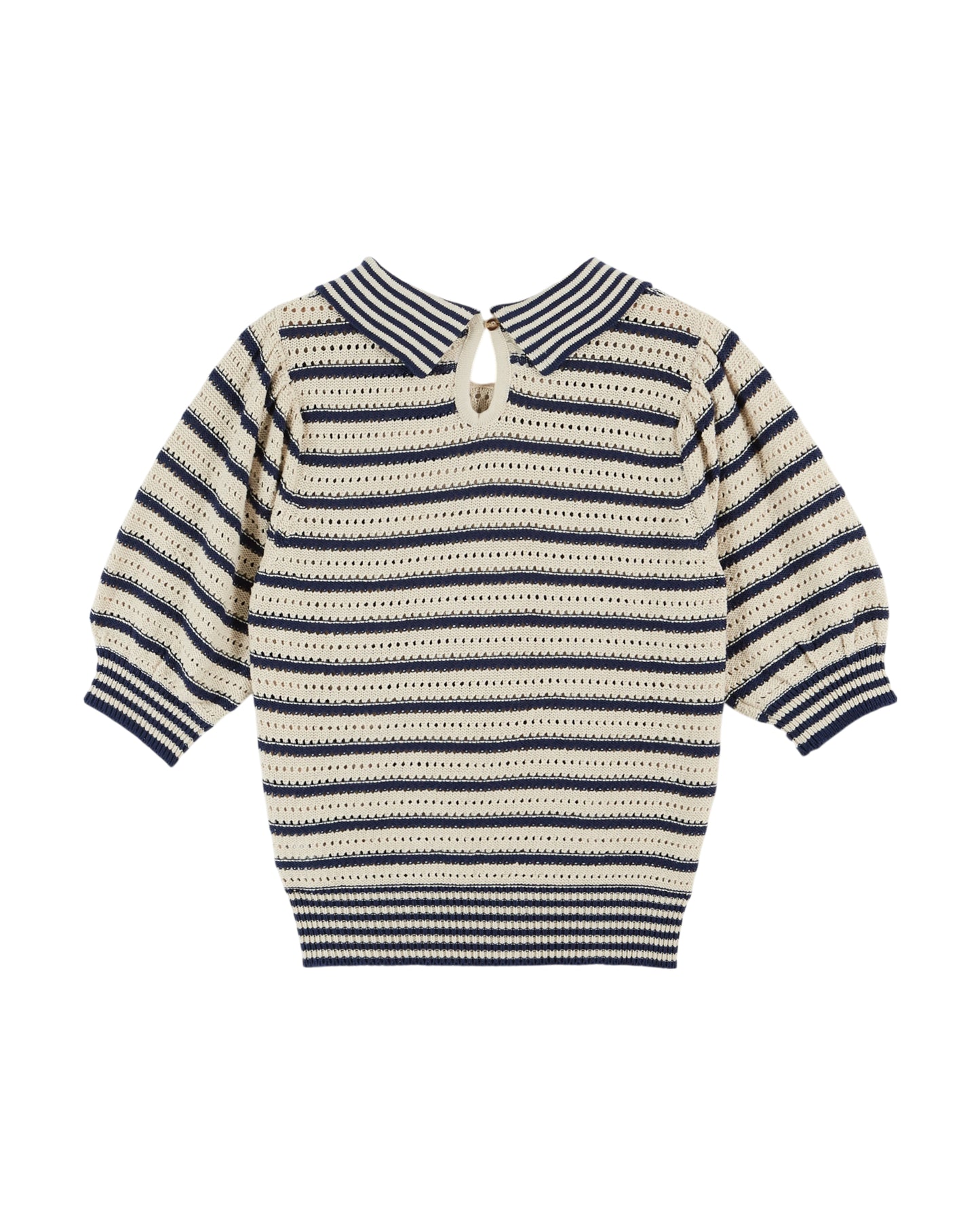 Pullover Col Polo Ajoure Raye