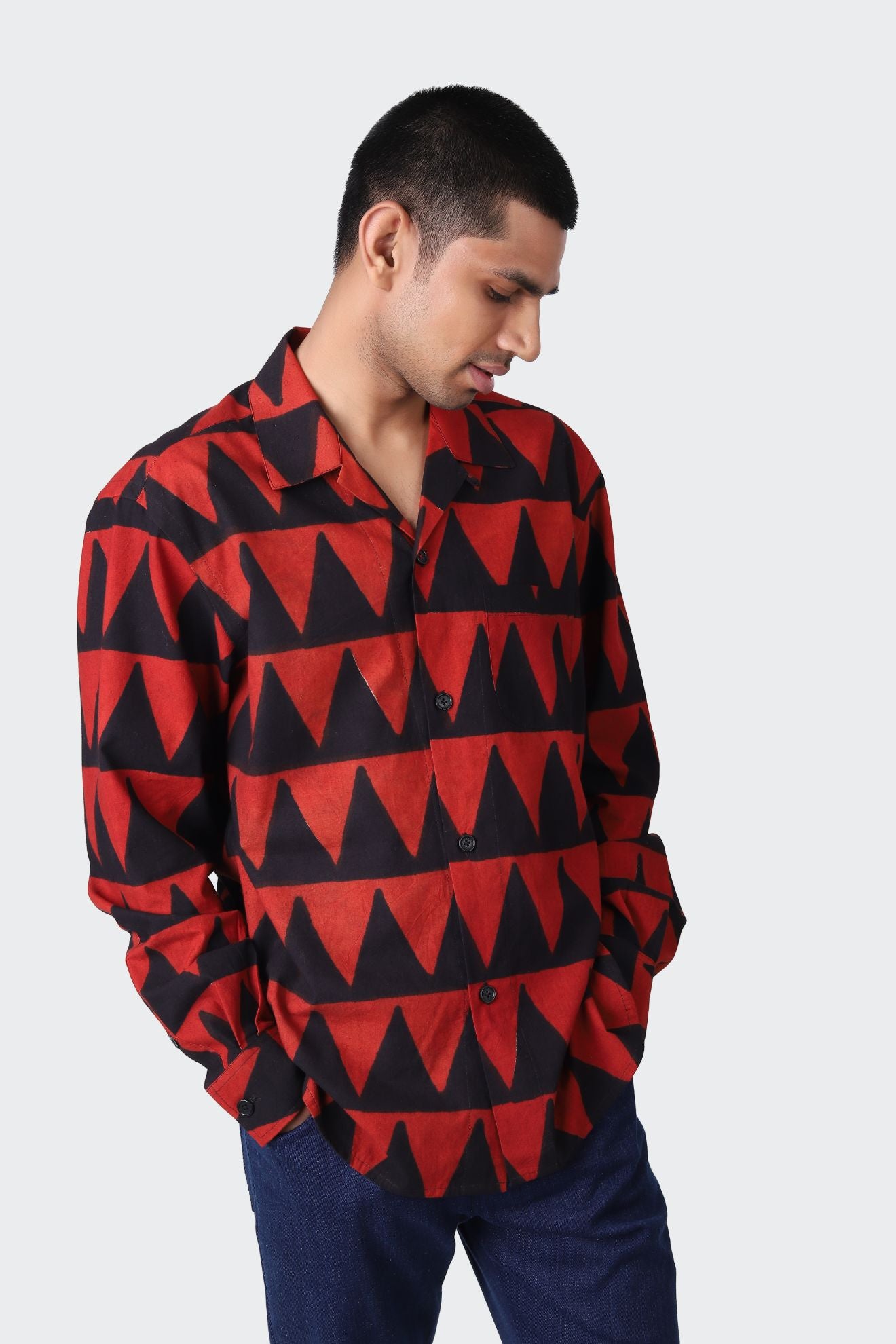 Ronen Shirts Red block print