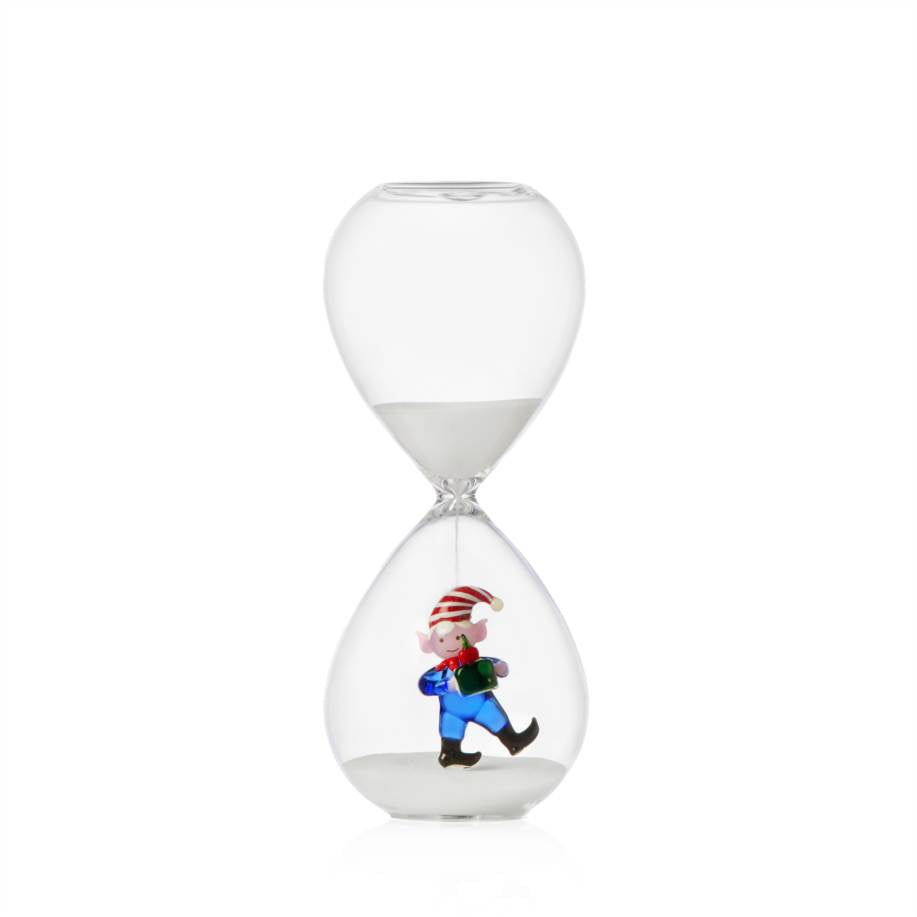Christmas Tales Hourglass Blue Elf W/Gift
