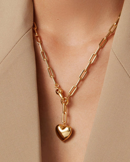 Puffy Heart Chain High Polish Gold