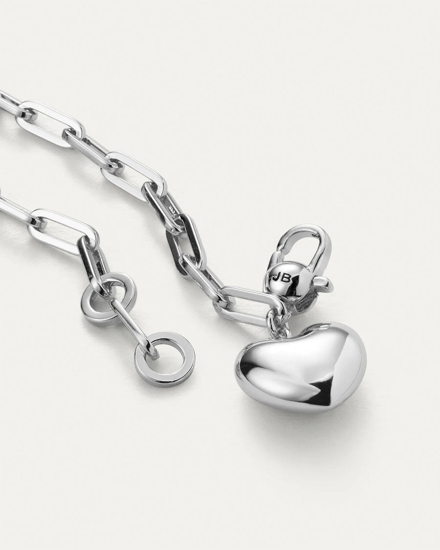 Puffy Heart Bracelet High Polish Silver